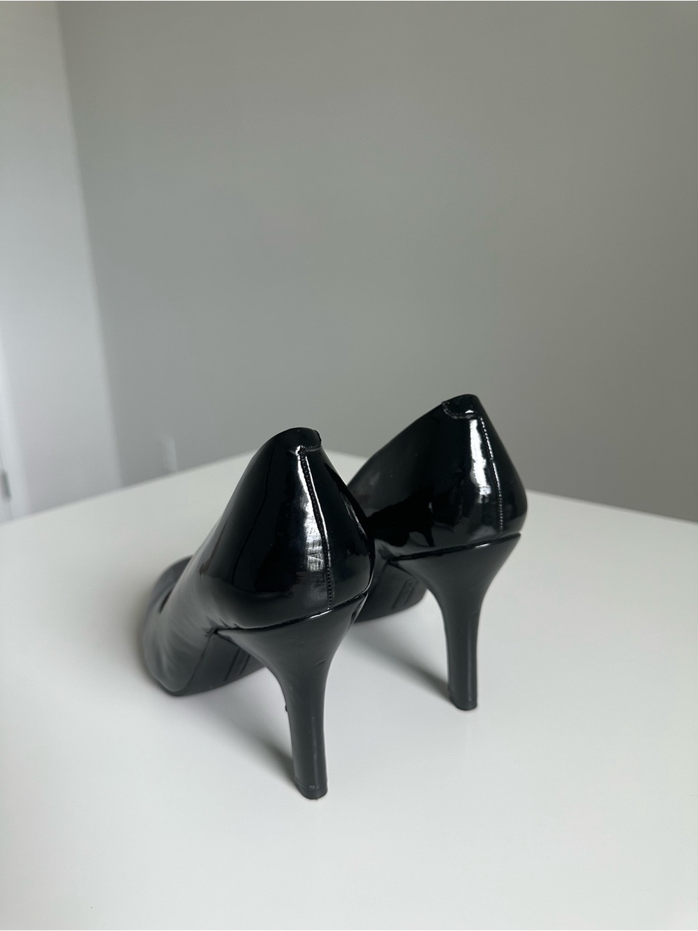 Kelly & Katie Black Patent Round Toe Stiletto Pumps | Classic Work Heels - Picture 6 of 16
